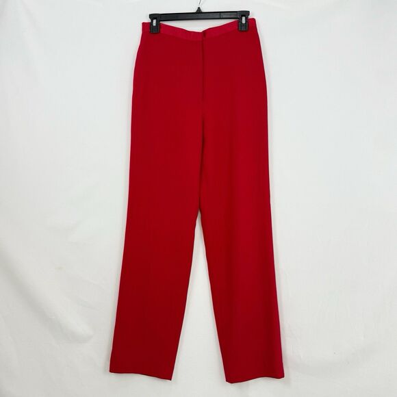 Red Dress Pants Lined Women’s Size S Approx Zip Side Classic Straight Leg - Picture 1 of 13